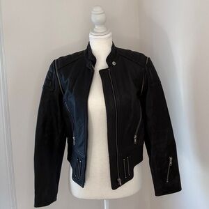 & Other Stories Black Leather Moto Jacket